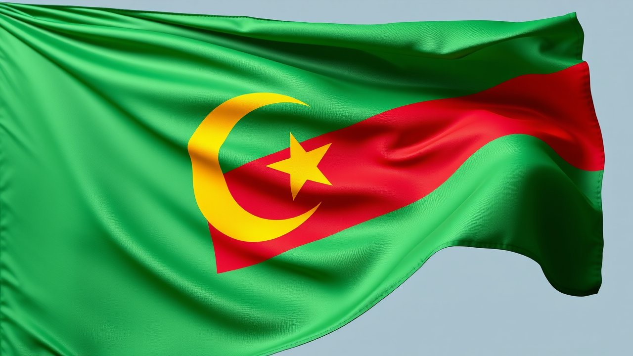 Flag of Mauritania 🇲🇷 in hyperrealistic wind style
