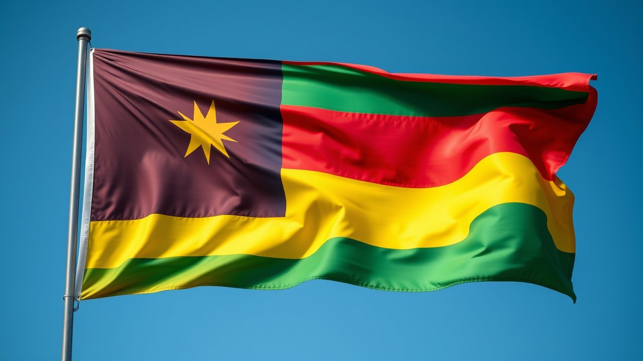 Flag of Mauritius 🇲🇺 in hyperrealistic wind style