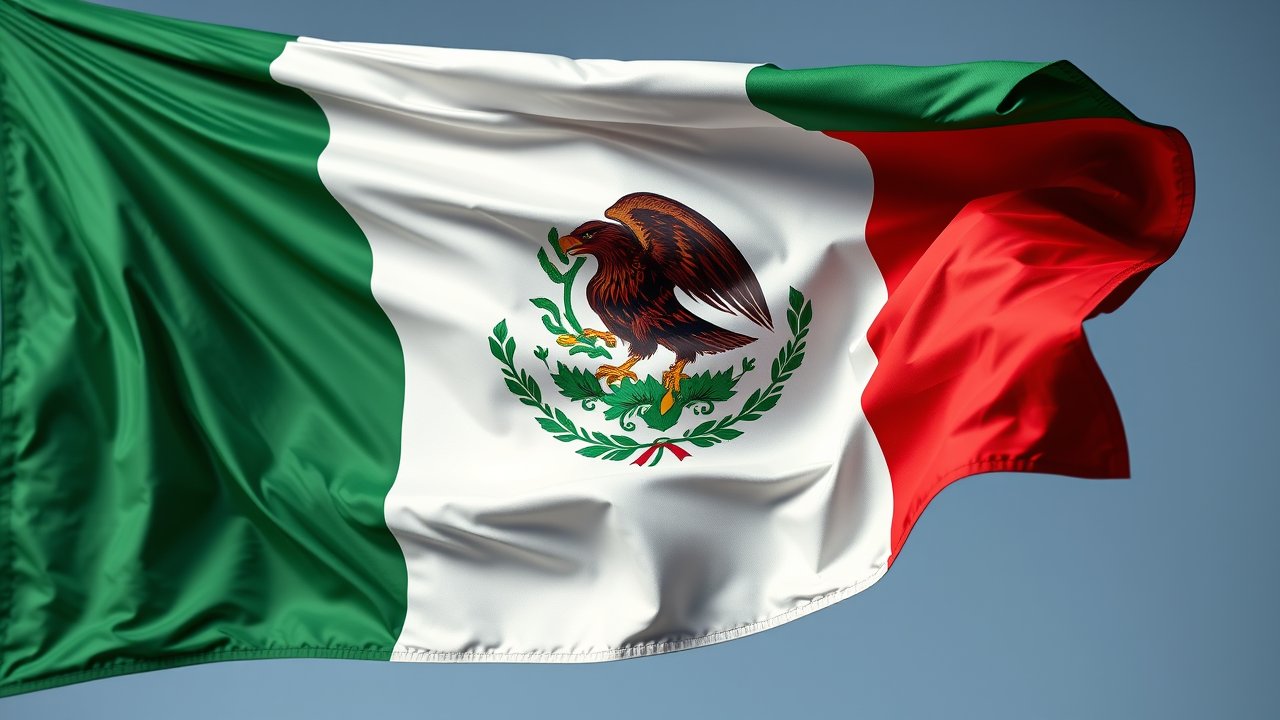 Flag of Mexico 🇲🇽 in hyperrealistic wind style