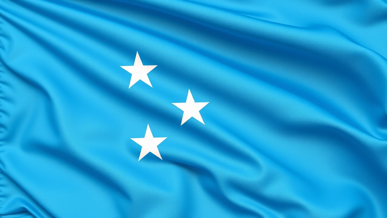 Flag of Micronesia 🇫🇲 in hyperrealistic wind style