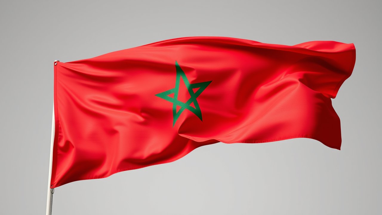 Flag of Morocco 🇲🇦 in hyperrealistic wind style