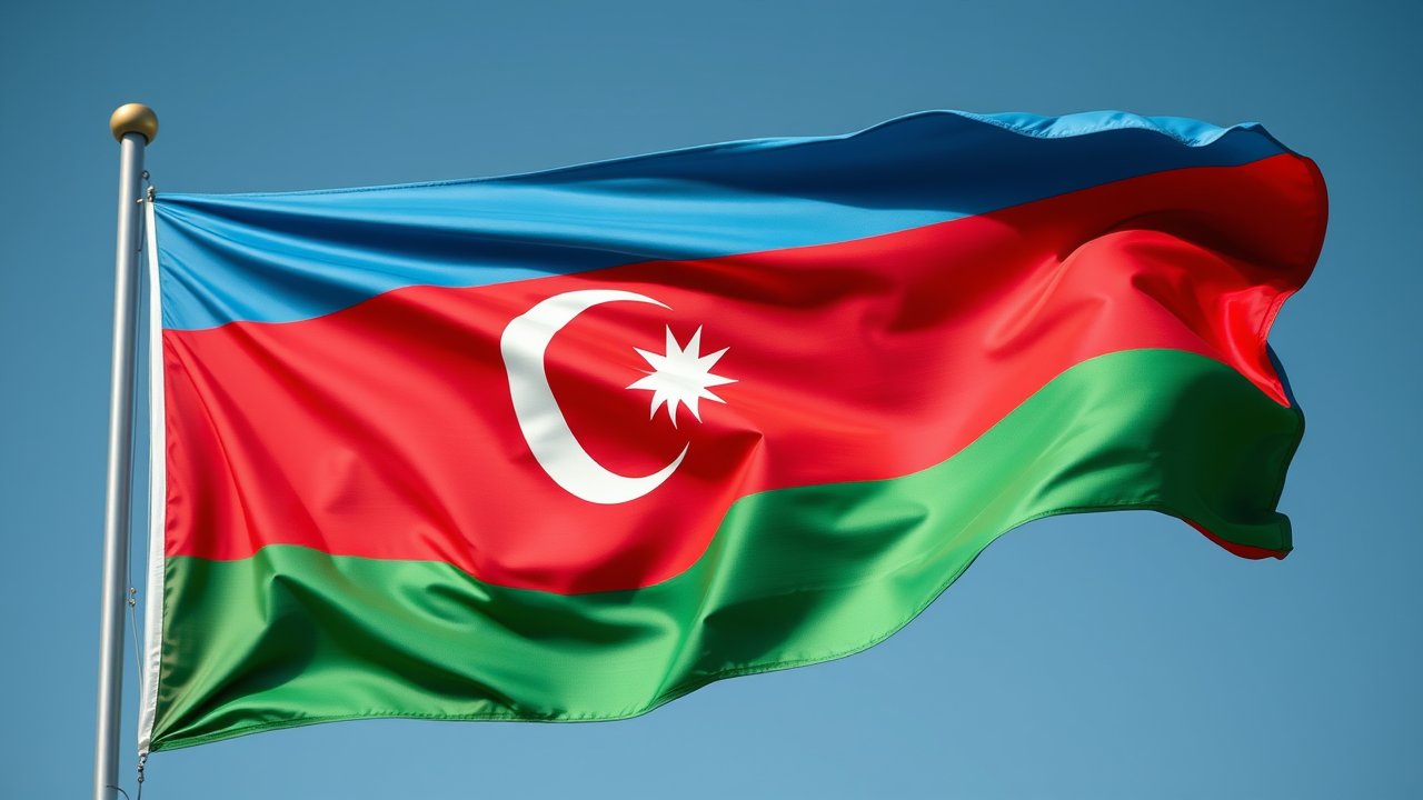 Flag of Azerbaijan 🇦🇿 in hyperrealistic wind style