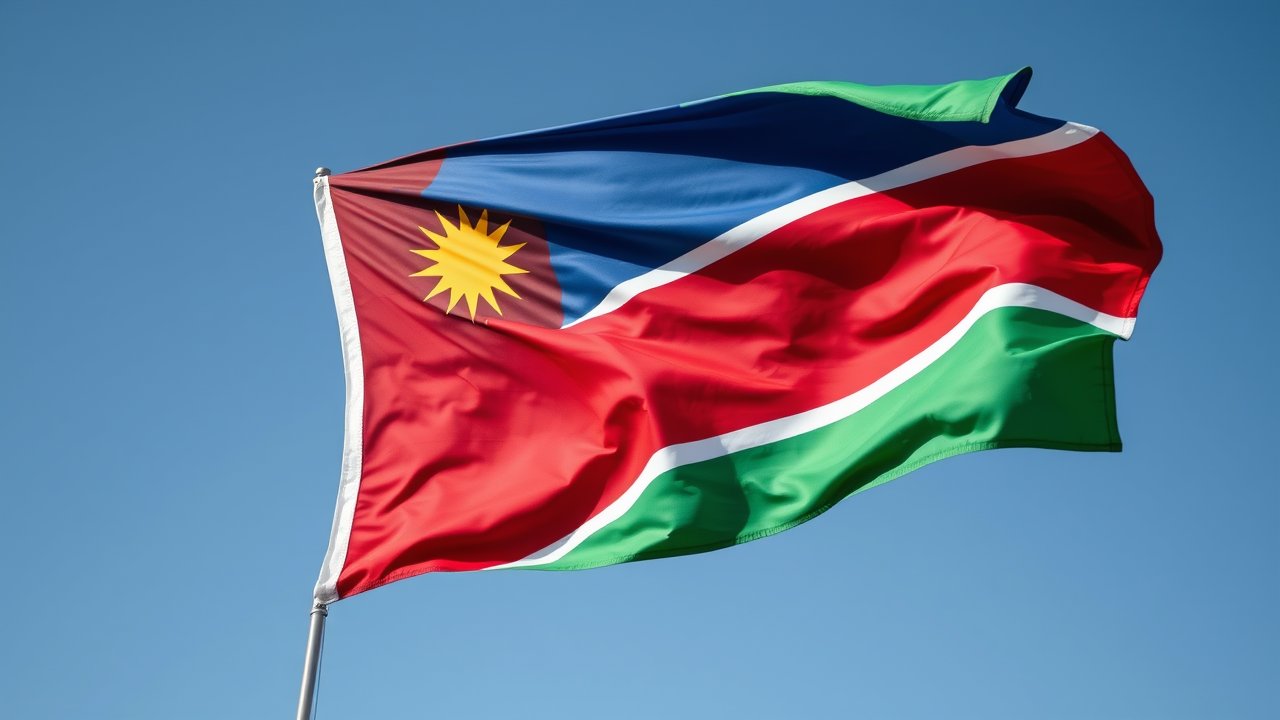 Flag of Namibia 🇳🇦 in hyperrealistic wind style