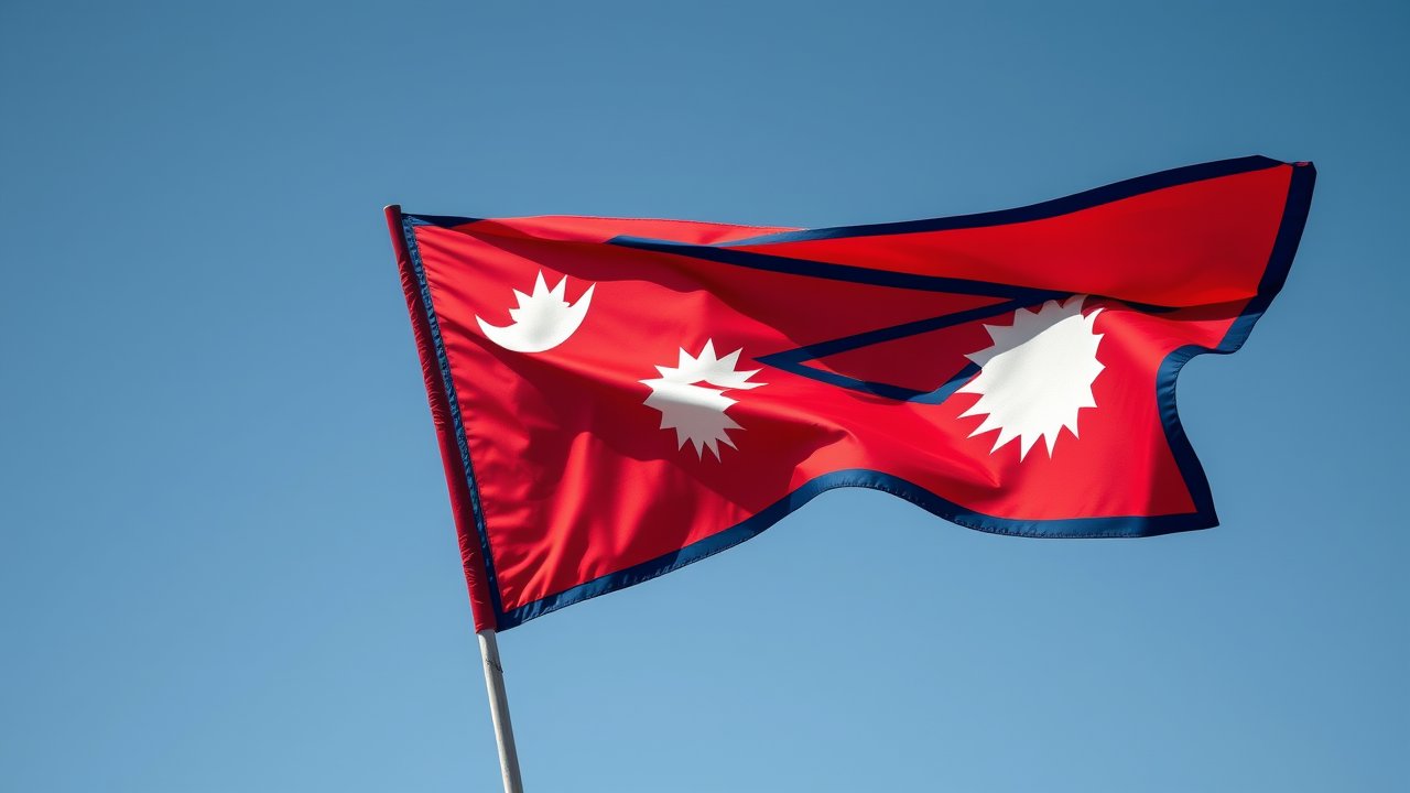 Flag of Nepal 🇳🇵 in hyperrealistic wind style