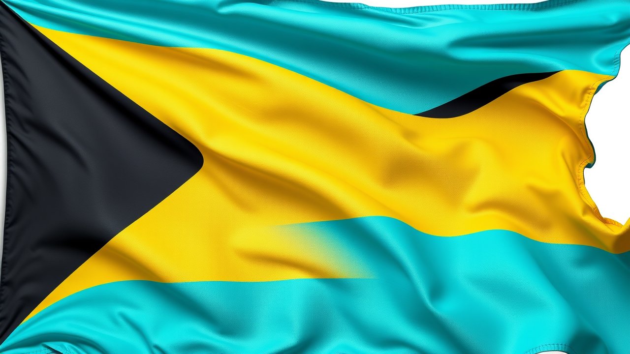 Flag of Bahamas 🇧🇸 in hyperrealistic wind style
