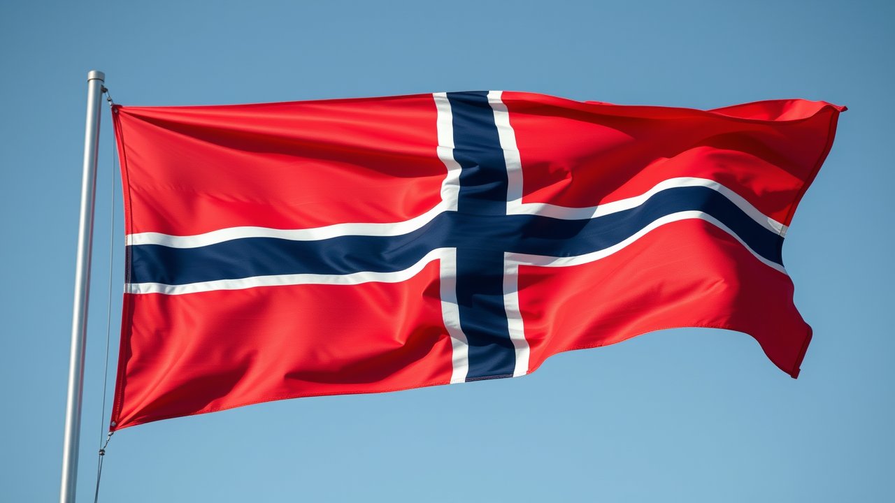 Flag of Norway 🇳🇴 in hyperrealistic wind style