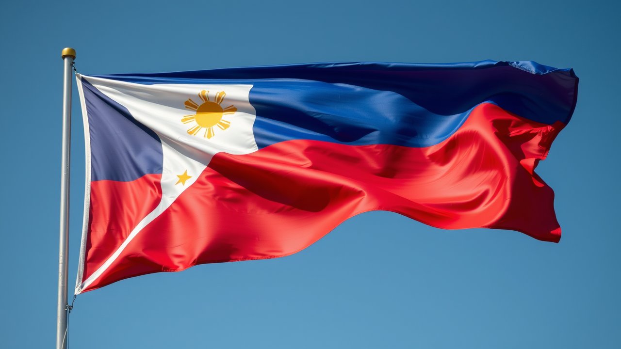 Flag of Philippines 🇵🇭 in hyperrealistic wind style