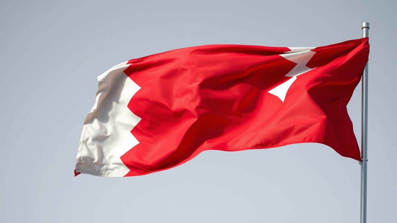 Flag of Bahrain 🇧🇭 in hyperrealistic wind style