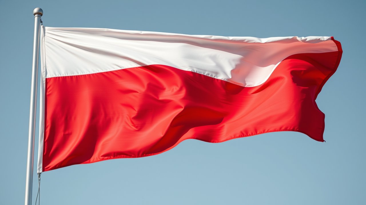 Flag of Poland 🇵🇱 in hyperrealistic wind style