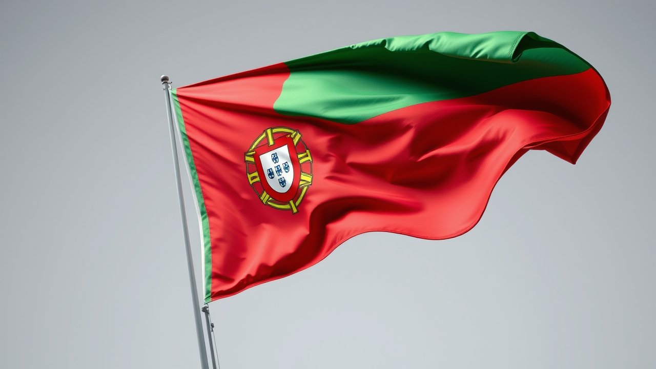 Flag of Portugal 🇵🇹 in hyperrealistic wind style
