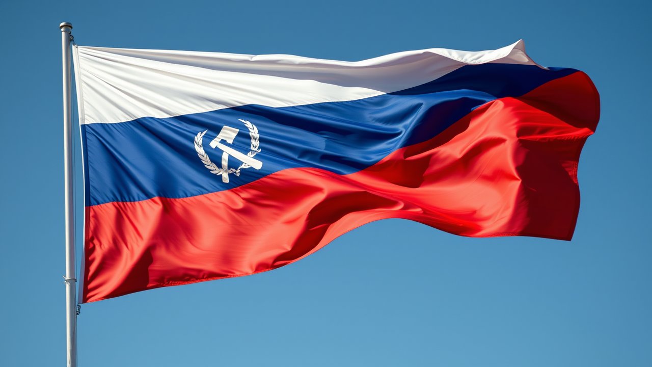 Flag of Russia 🇷🇺 in hyperrealistic wind style