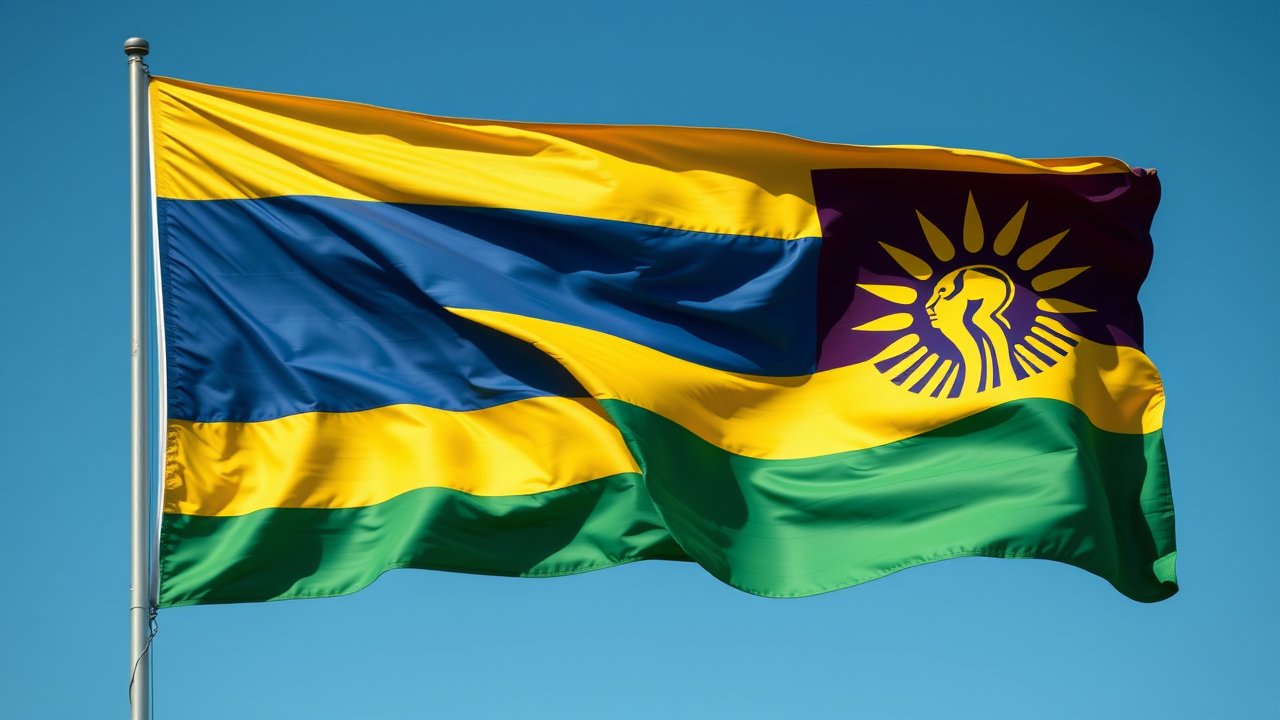 Flag of Rwanda 🇷🇼 in hyperrealistic wind style