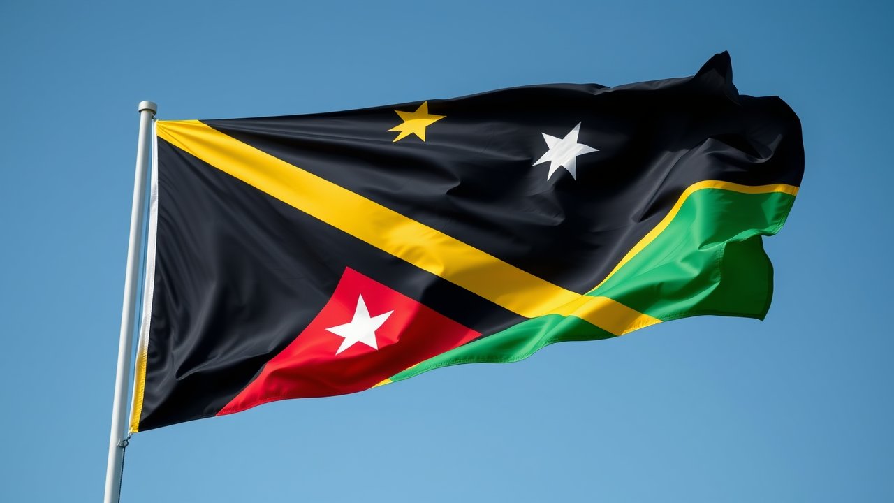 Flag of Saint Kitts and Nevis 🇰🇳 in hyperrealistic wind style