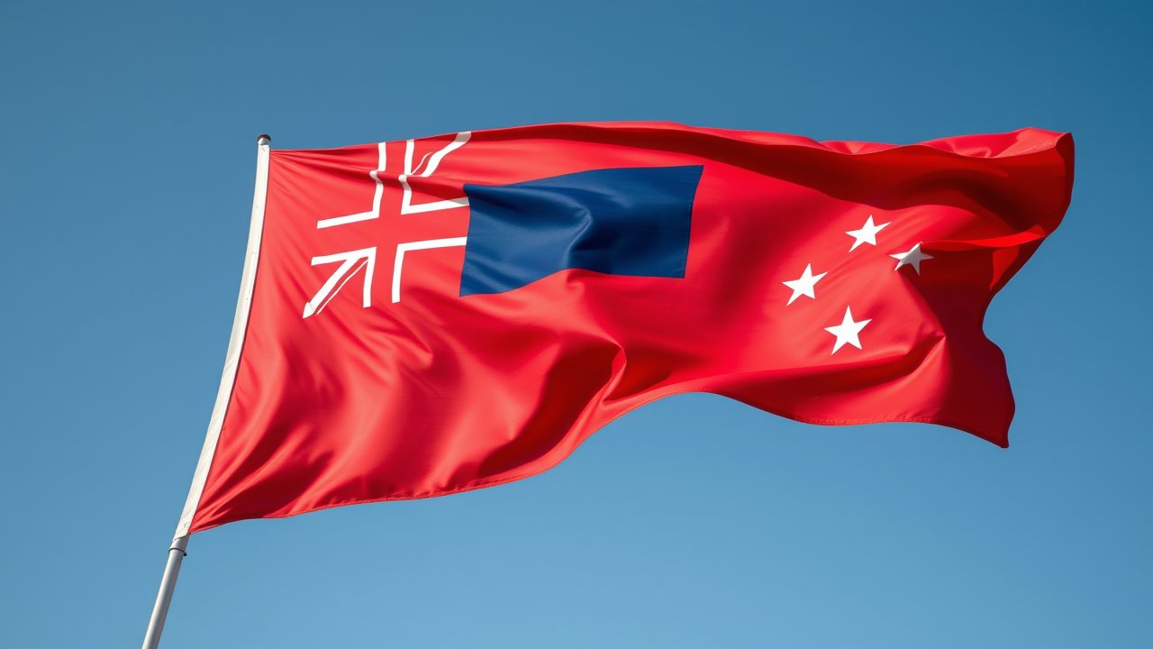 Flag of Samoa 🇼🇸 in hyperrealistic wind style