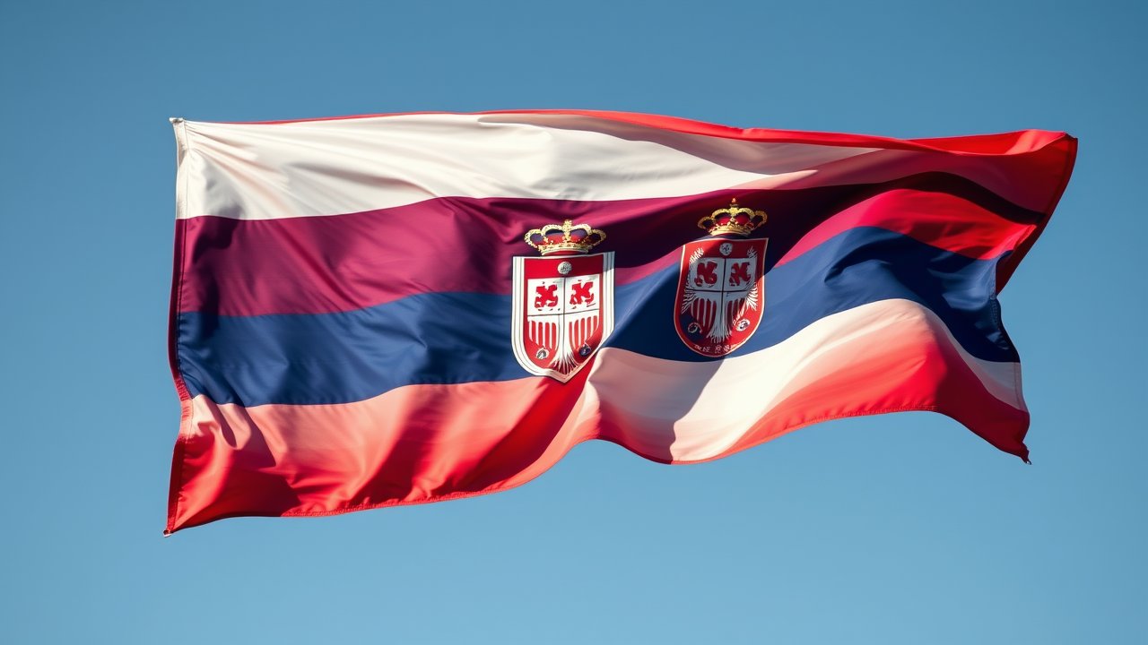 Flag of Serbia 🇸🇳 in hyperrealistic wind style