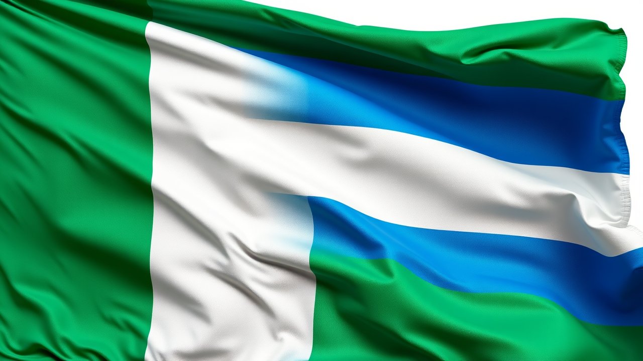 Flag of Sierra Leone 🇸🇱 in hyperrealistic wind style