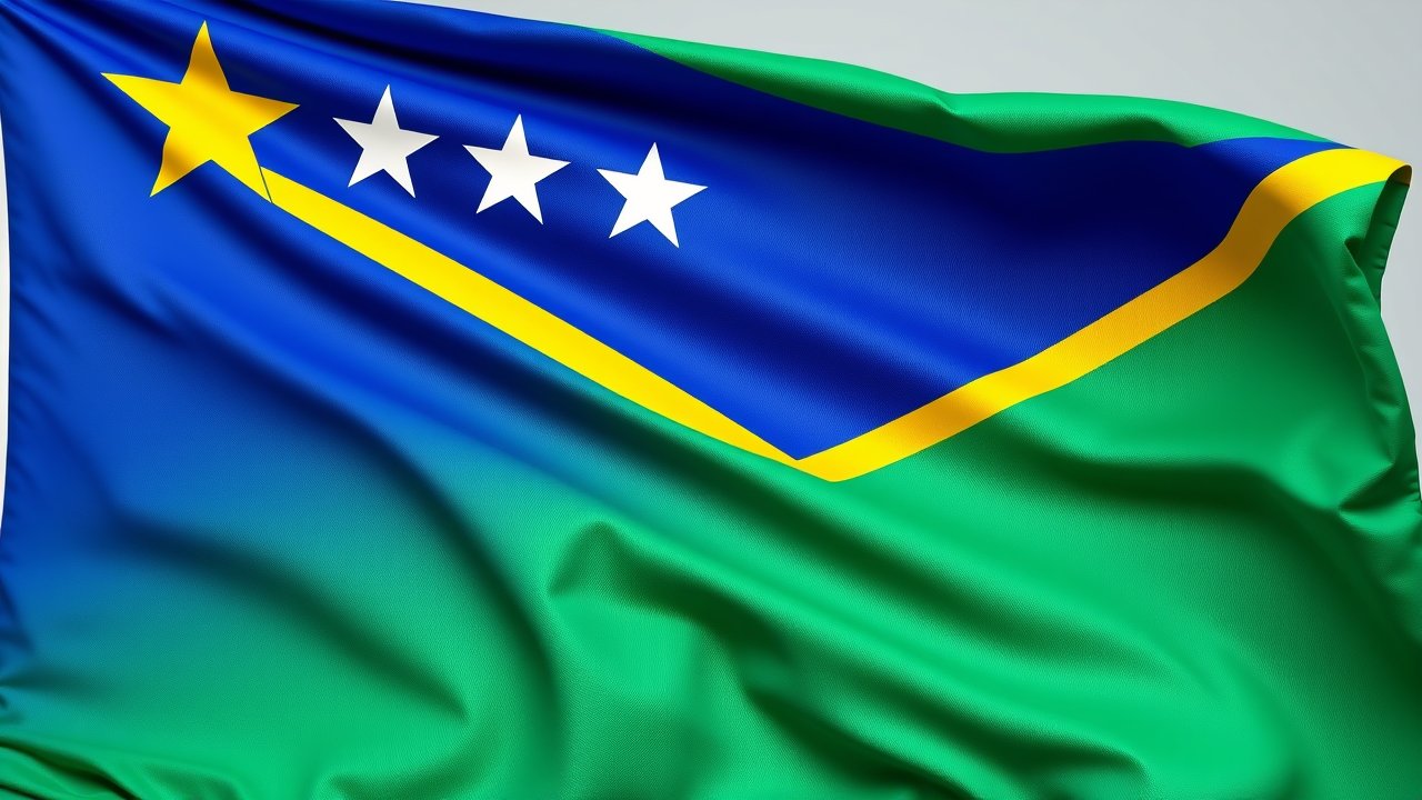 Flag of Solomon Islands 🇸🇧 in hyperrealistic wind style