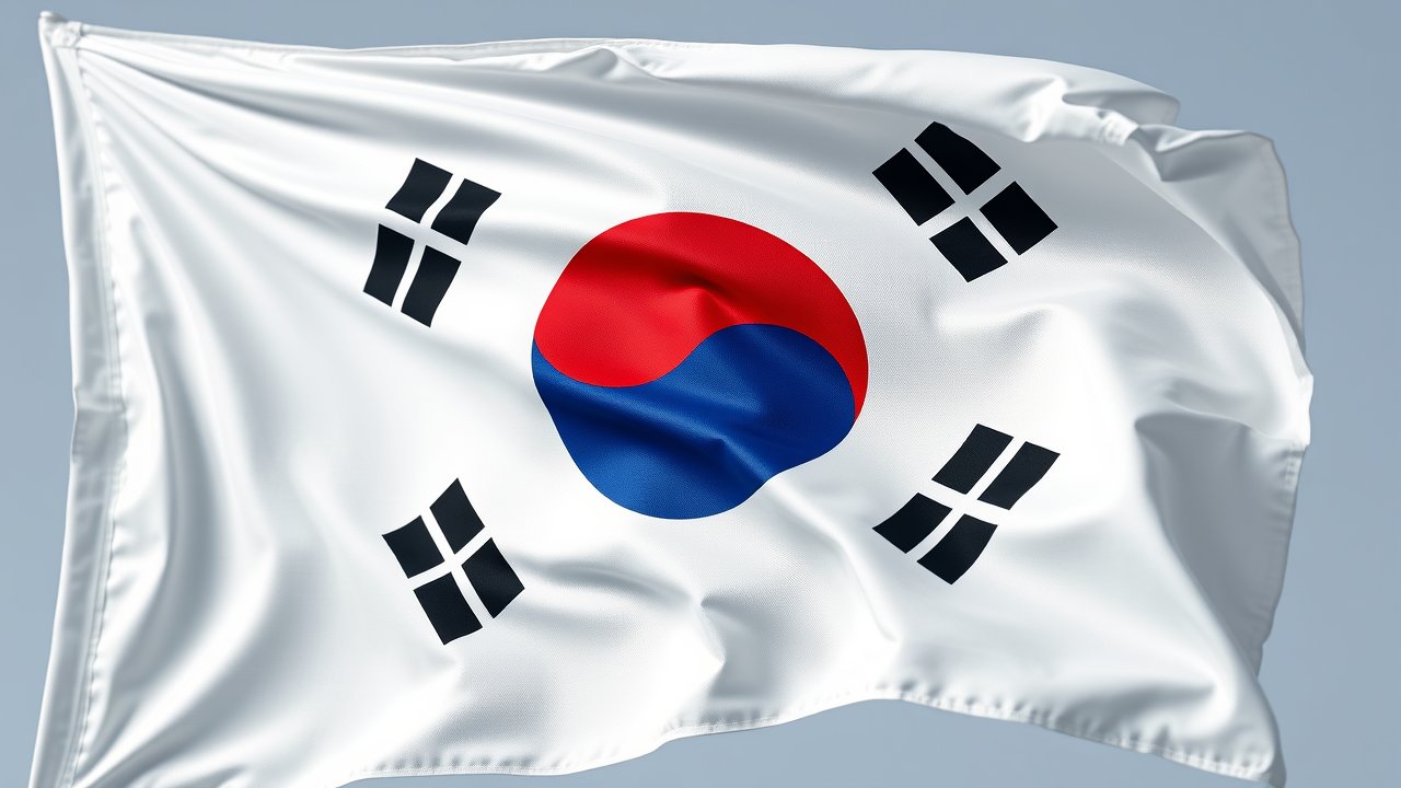 Flag of South Korea 🇰🇷 in hyperrealistic wind style