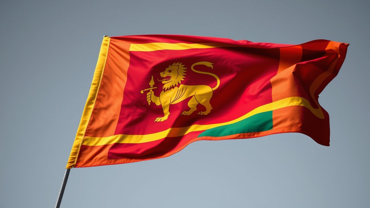 Flag of Sri Lanka 🇱🇰 in hyperrealistic wind style
