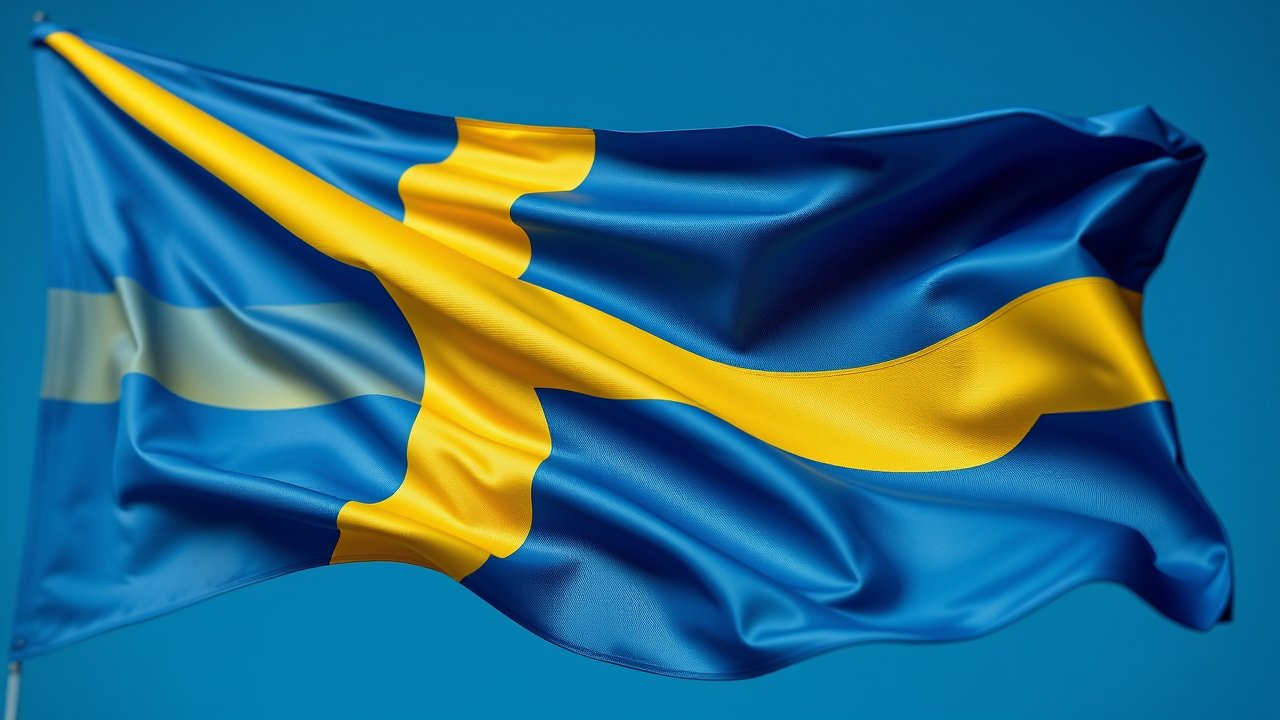 Flag of Sweden 🇸🇪 in hyperrealistic wind style