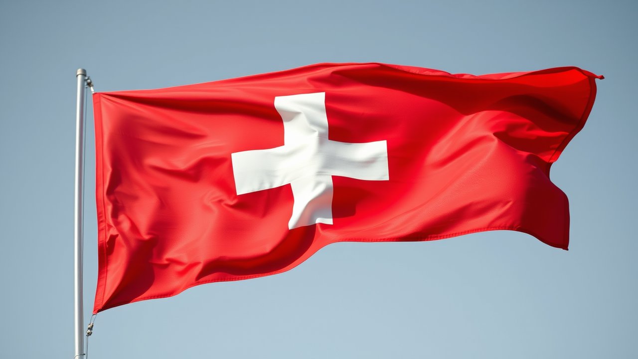 Flag of Switzerland 🇨🇭 in hyperrealistic wind style