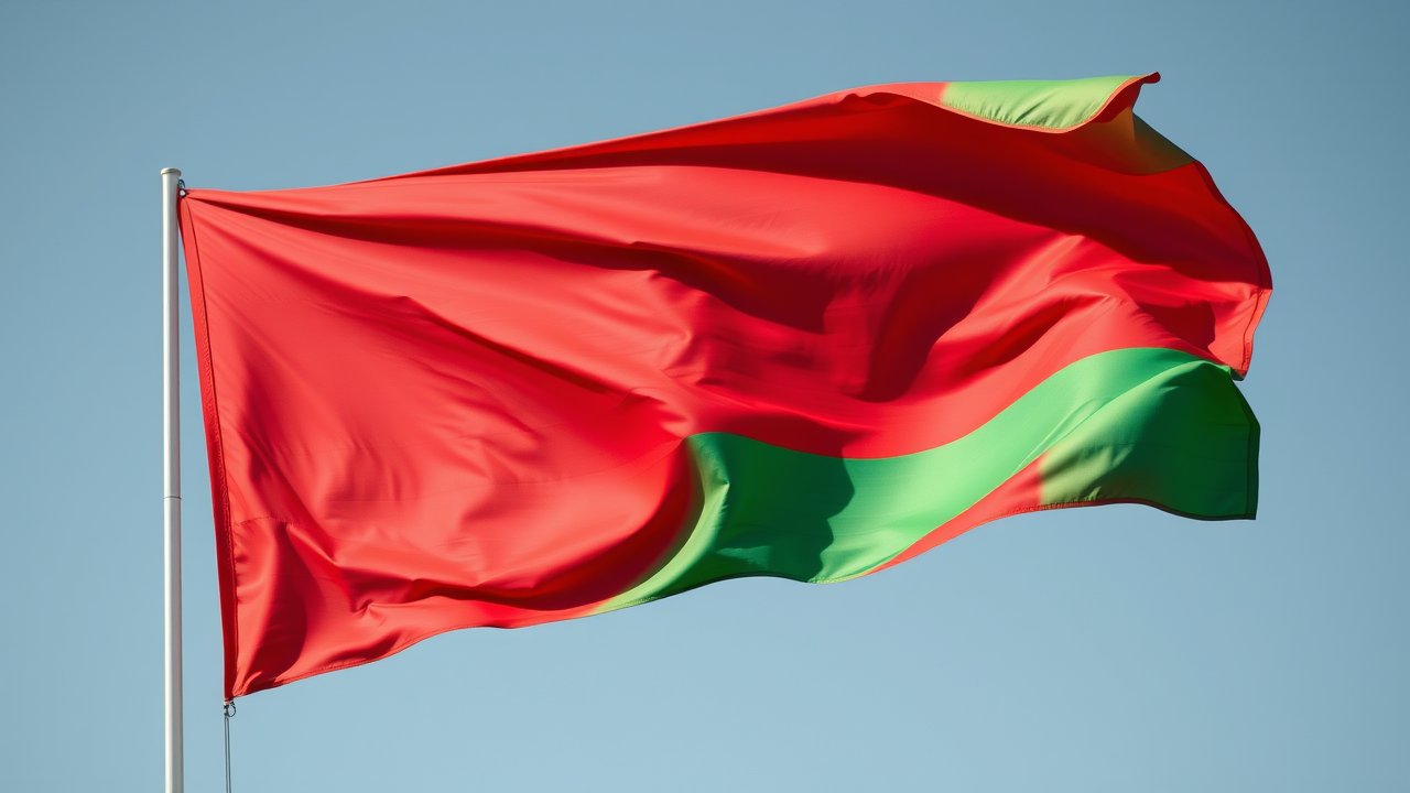 Flag of Belarus 🇧🇾 in hyperrealistic wind style