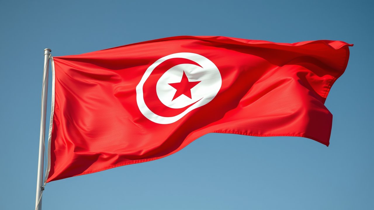 Flag of Tunisia 🇹🇳 in hyperrealistic wind style