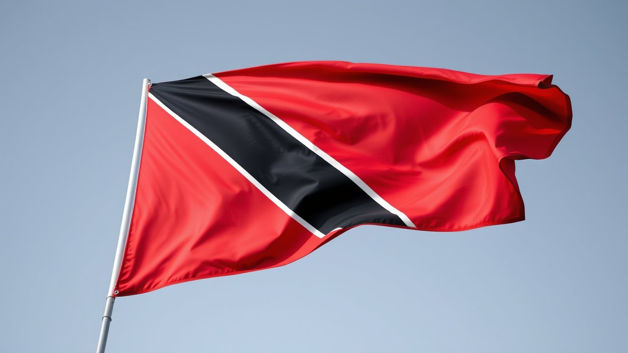Flag of Trinidad and Tobago 🇹🇹 in hyperrealistic wind style