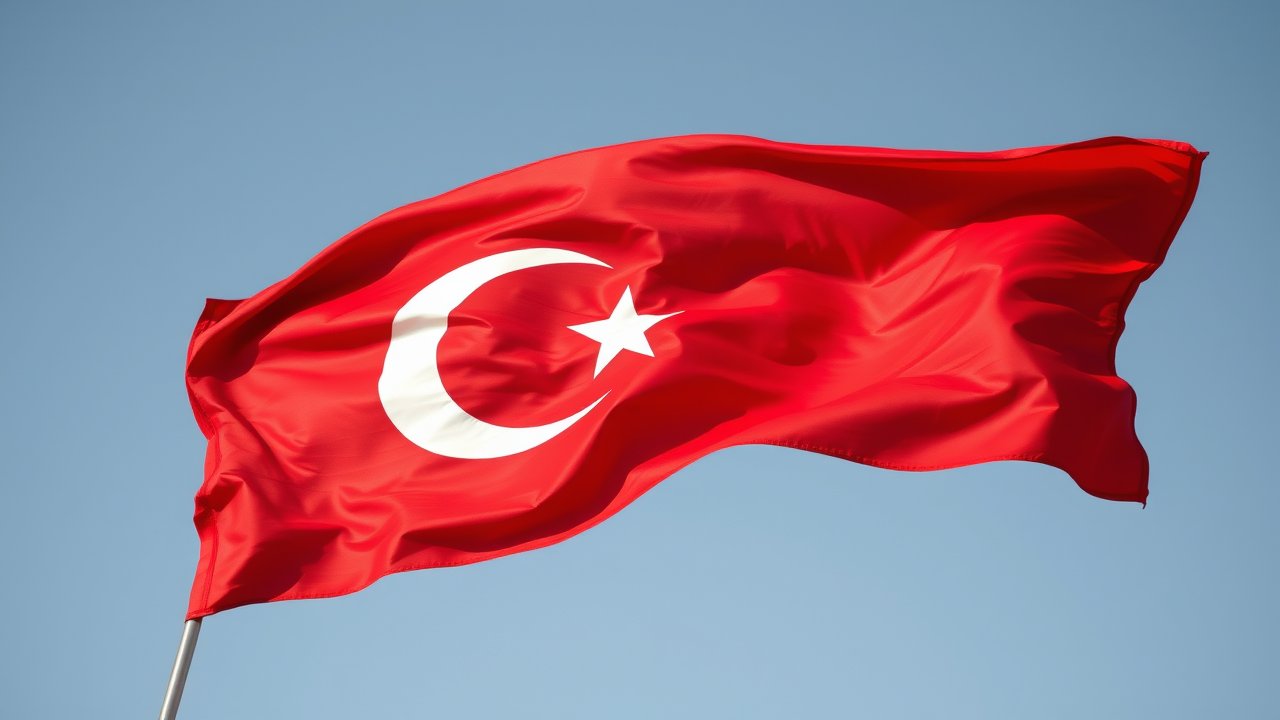 Flag of Turkey 🇹🇷 in hyperrealistic wind style