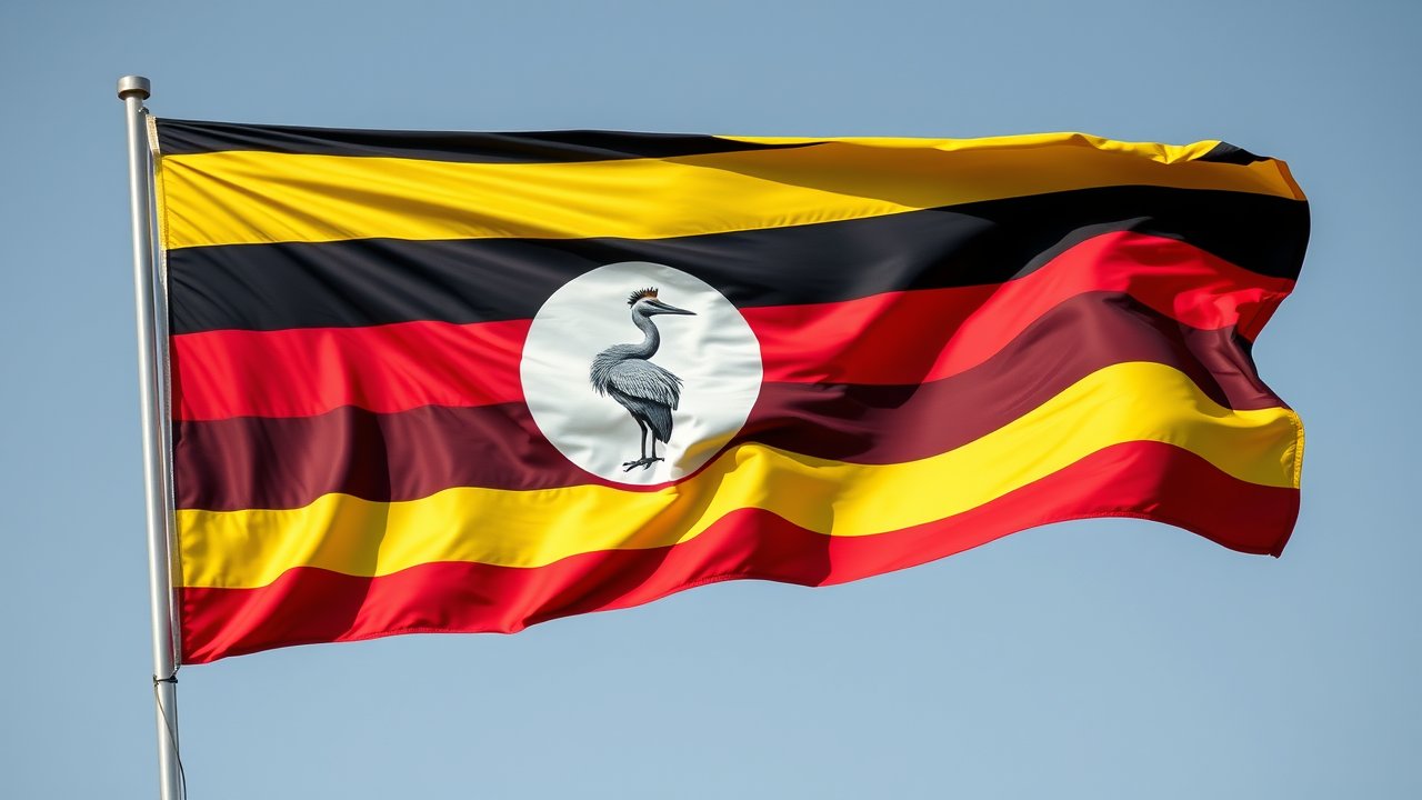 Flag of Uganda 🇺🇬 in hyperrealistic wind style