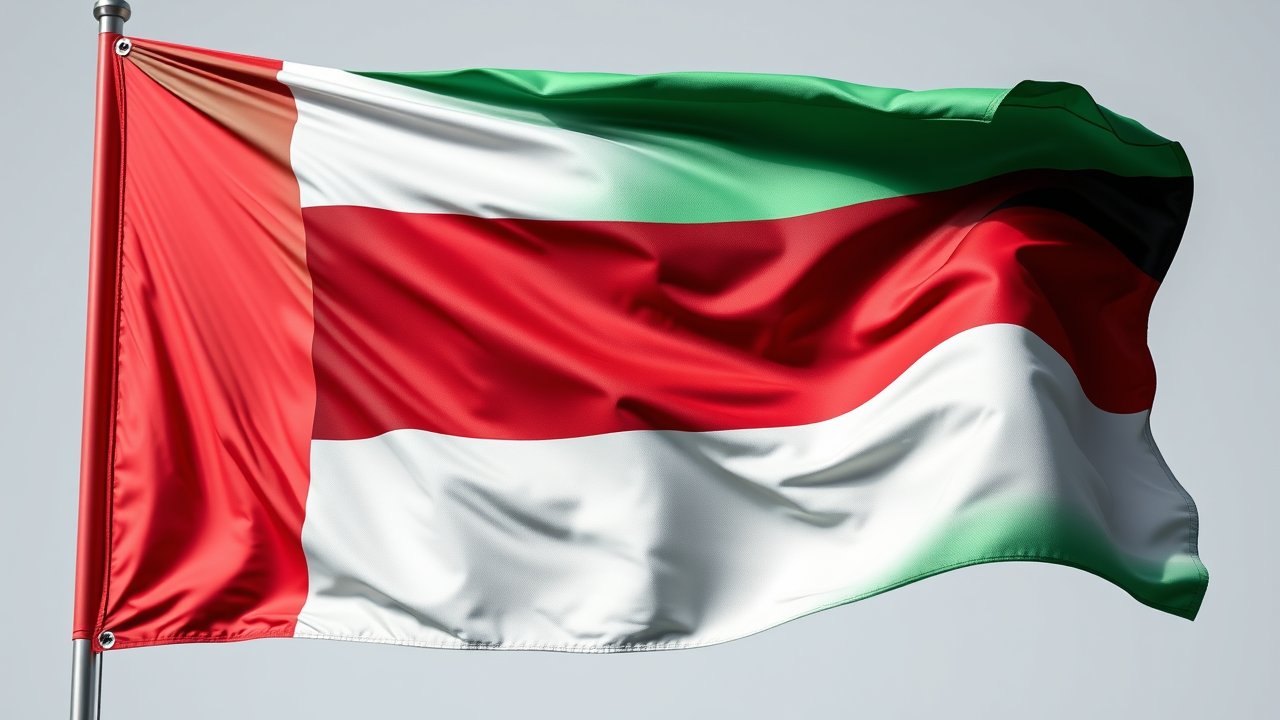 Flag of United Arab Emirates 🇦🇪 in hyperrealistic wind style