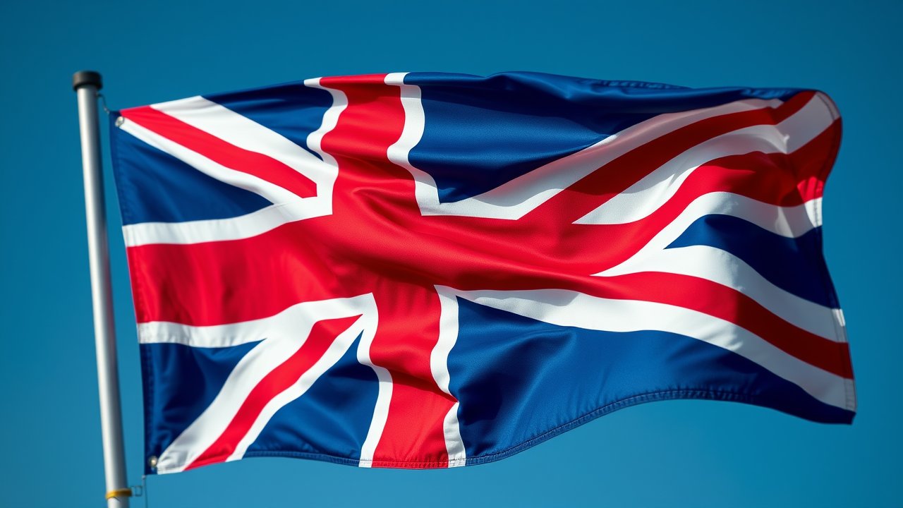 Flag of United Kingdom 🇬🇧 in hyperrealistic wind style