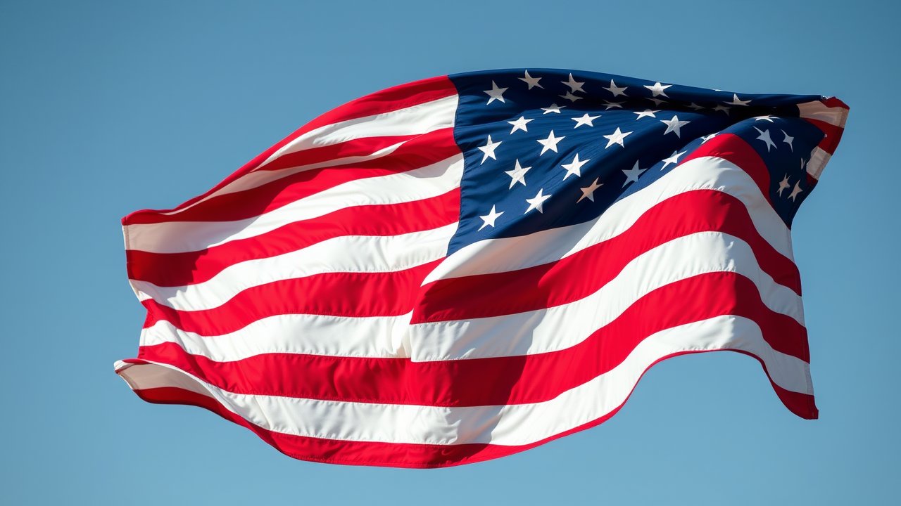 Flag of United States 🇺🇸 in hyperrealistic wind style
