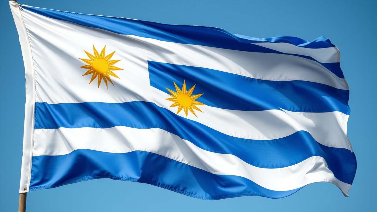Flag of Uruguay 🇺🇾 in hyperrealistic wind style