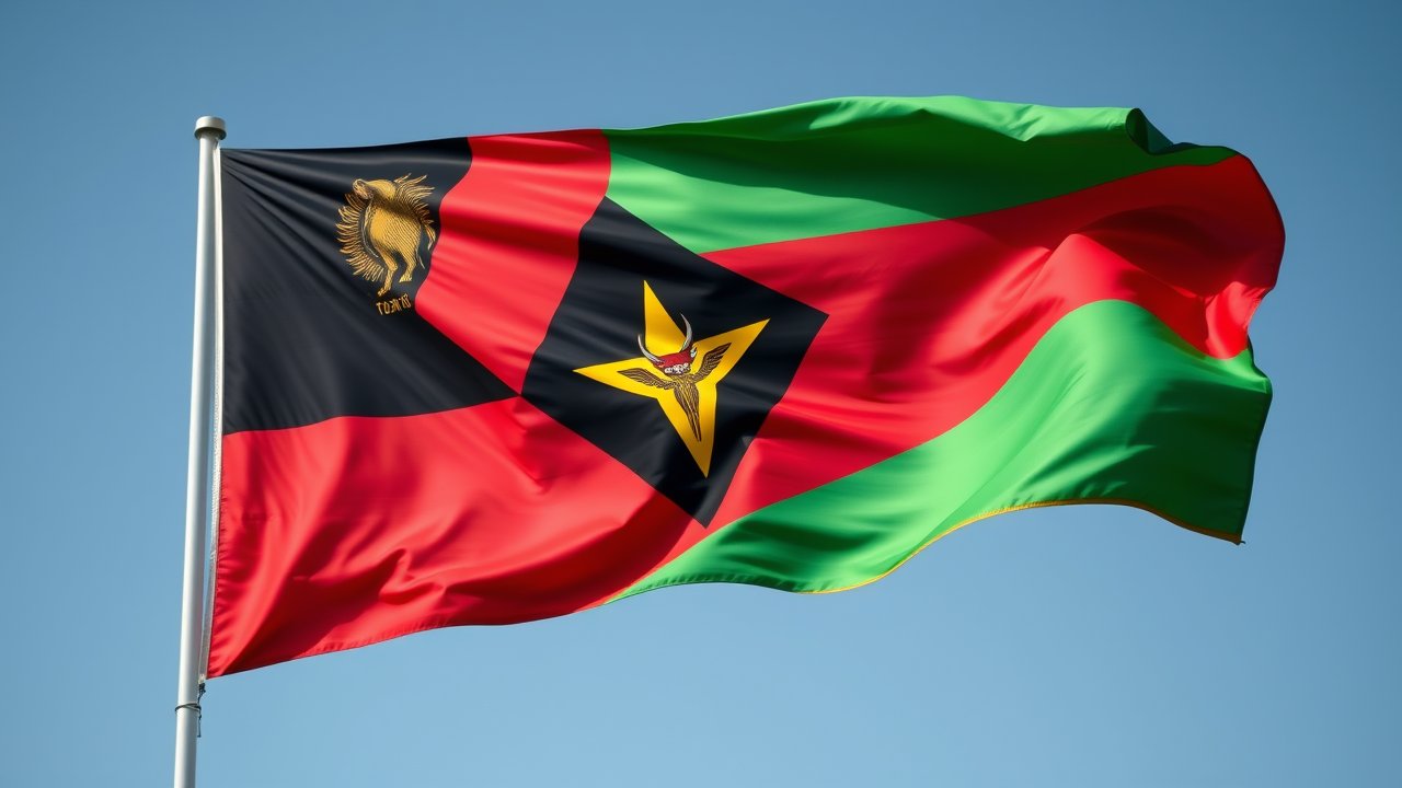 Flag of Vanuatu 🇻🇺 in hyperrealistic wind style