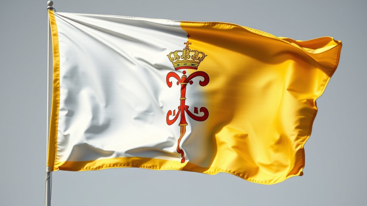 Flag of Vatican City 🇻🇦 in hyperrealistic wind style