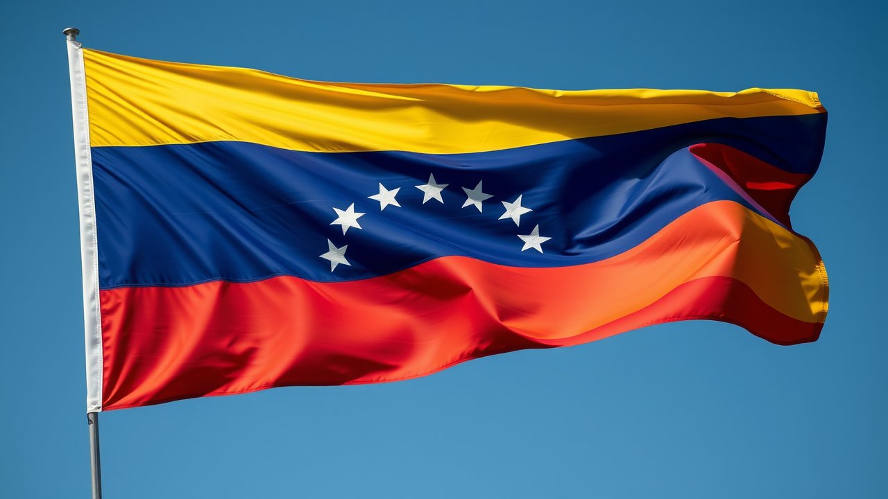 Flag of Venezuela 🇻🇪 in hyperrealistic wind style