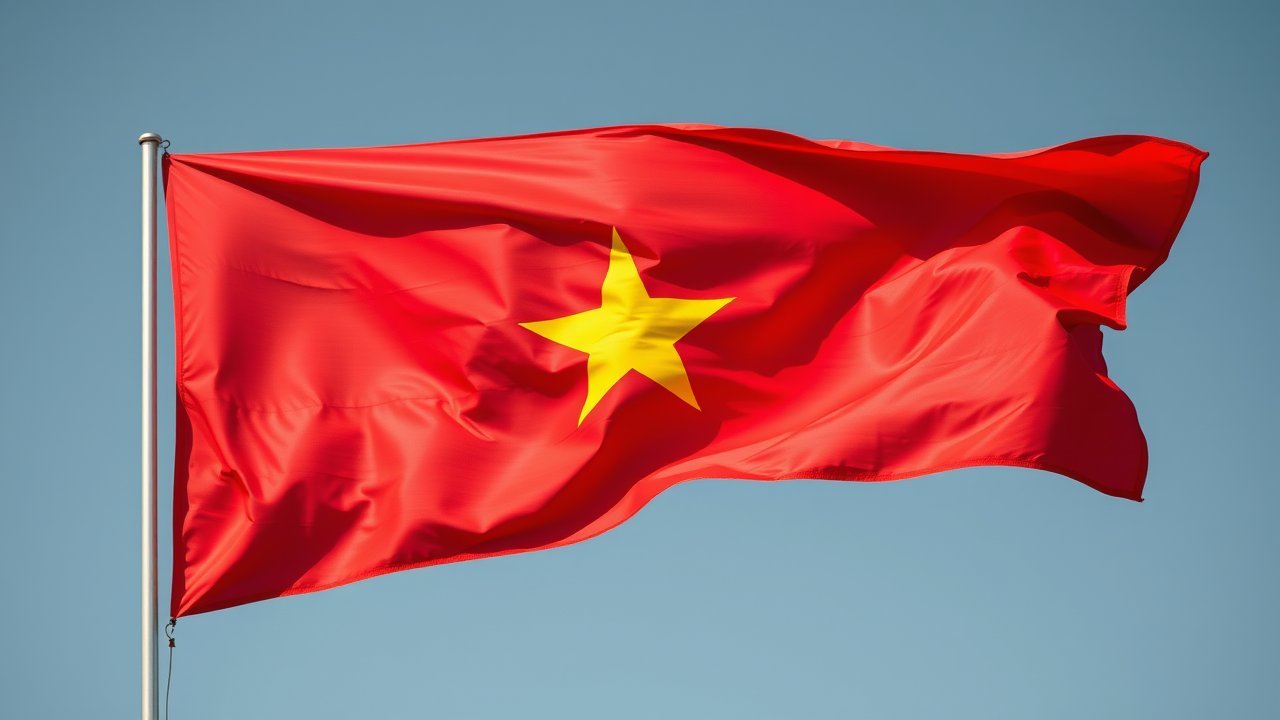 Flag of Vietnam 🇻🇳 in hyperrealistic wind style