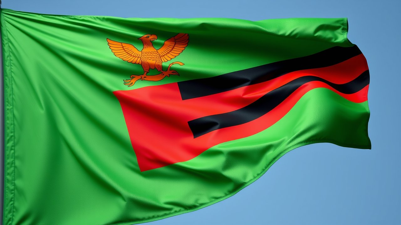 Flag of Zambia 🇿🇲 in hyperrealistic wind style