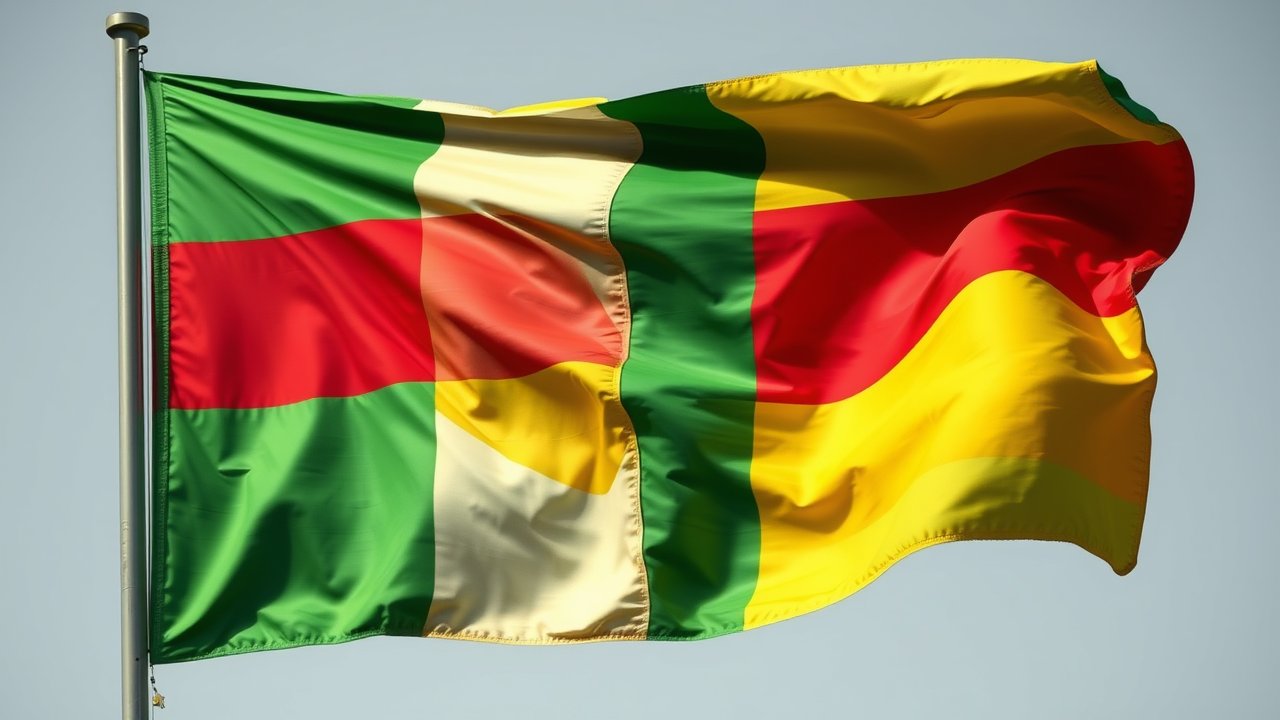 Flag of Benin 🇧🇯 in hyperrealistic wind style