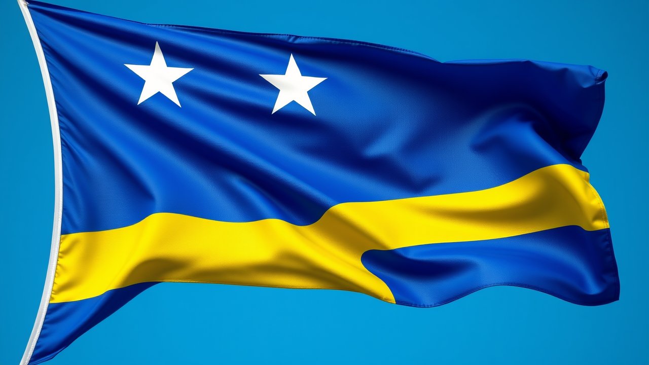 Flag of Curaçao 🇨🇼 in hyperrealistic wind style
