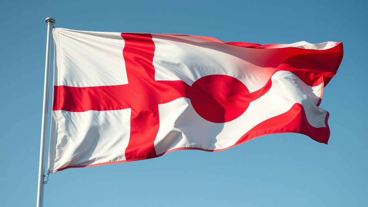 Flag of Greenland 🇬🇱 in hyperrealistic wind style