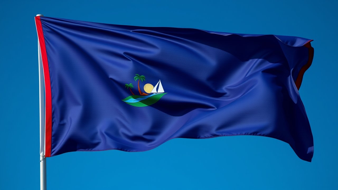 Flag of Guam 🇬🇺 in hyperrealistic wind style