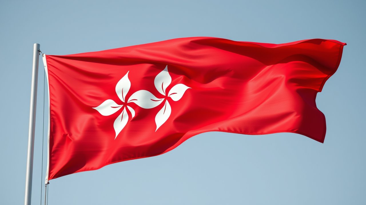 Flag of Hong Kong 🇭🇰 in hyperrealistic wind style
