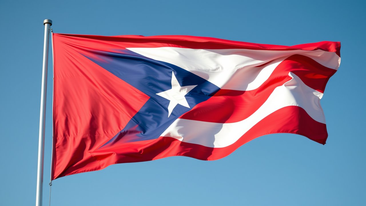 Flag of Puerto Rico 🇵🇷 in hyperrealistic wind style