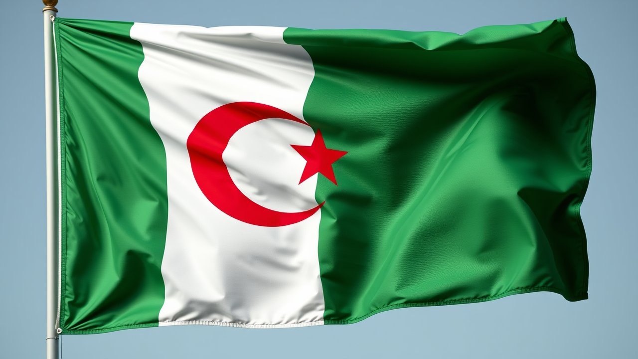Flag of Algeria 🇩🇿 in hyperrealistic wind style