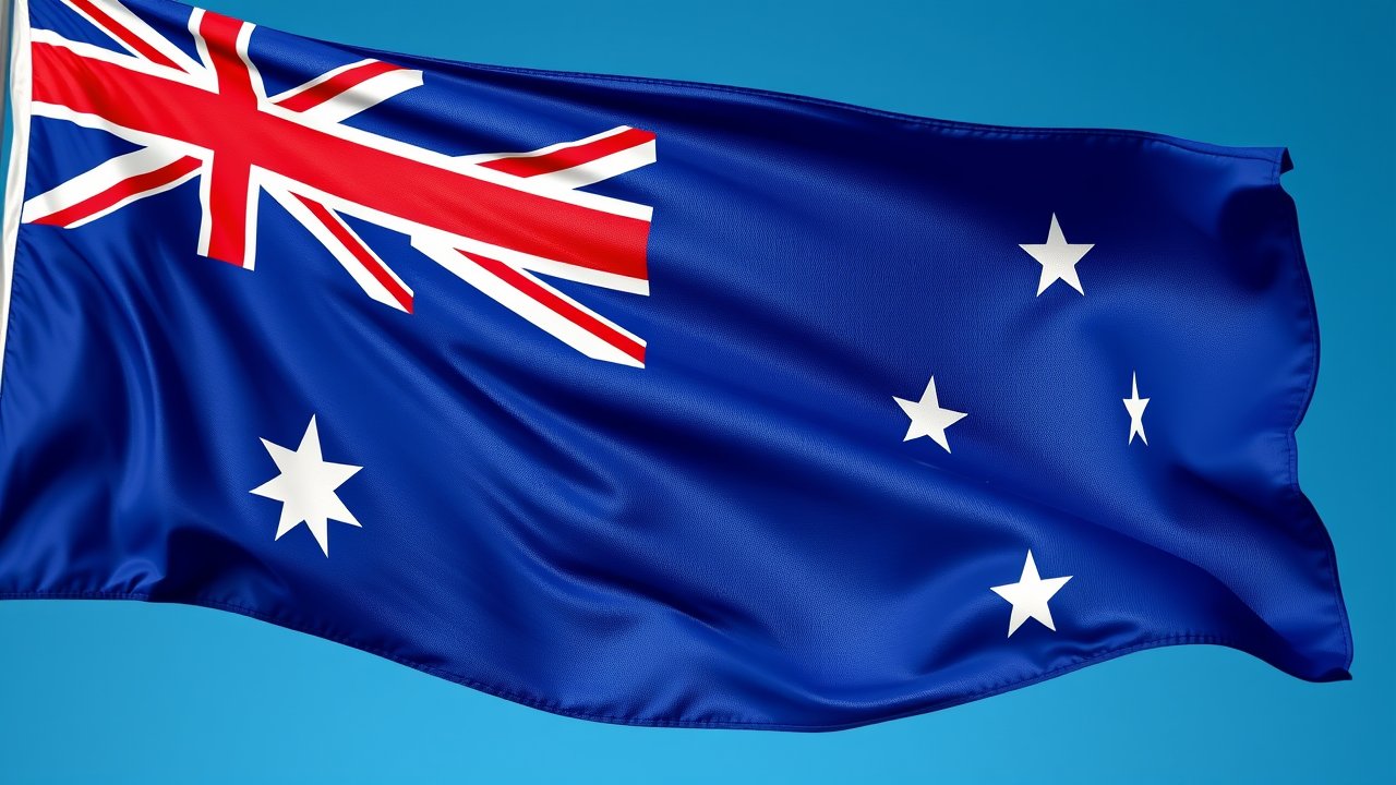 Flag of Australia 🇦🇺 in hyperrealistic wind style