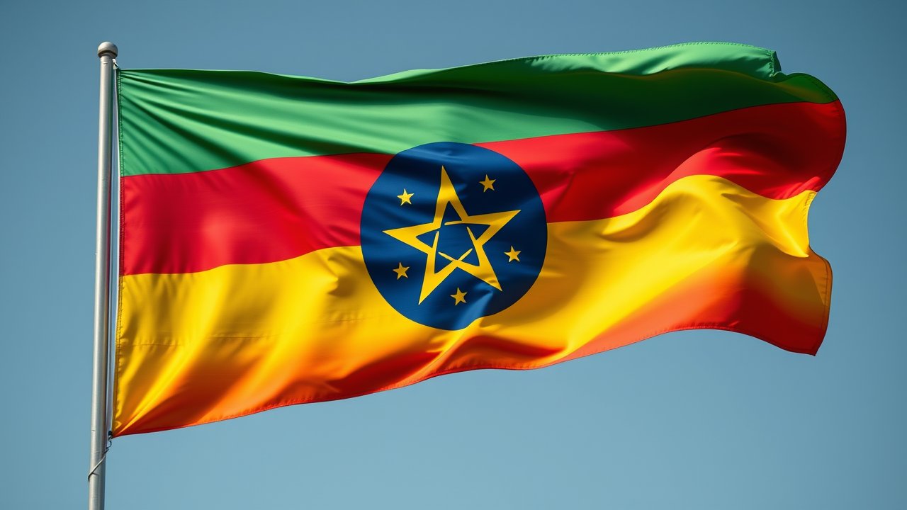 Flag of Ethiopia 🇪🇹 in hyperrealistic wind style