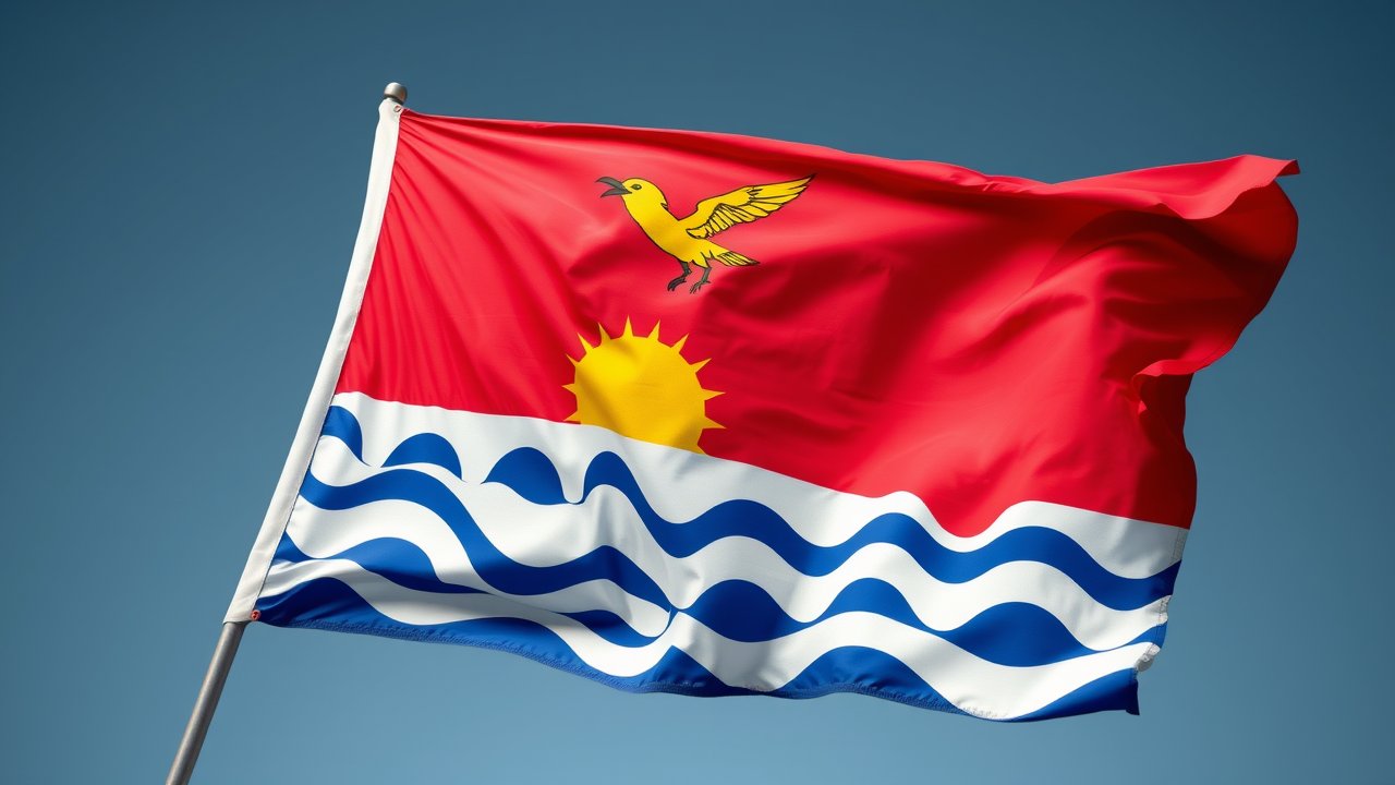 Flag of Kiribati 🇰🇮 in hyperrealistic wind style