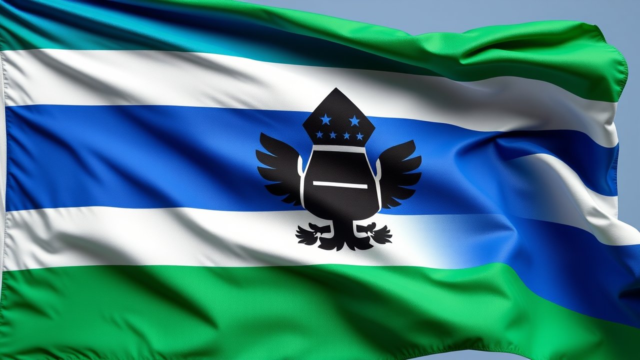 Flag of Lesotho 🇱🇸 in hyperrealistic wind style